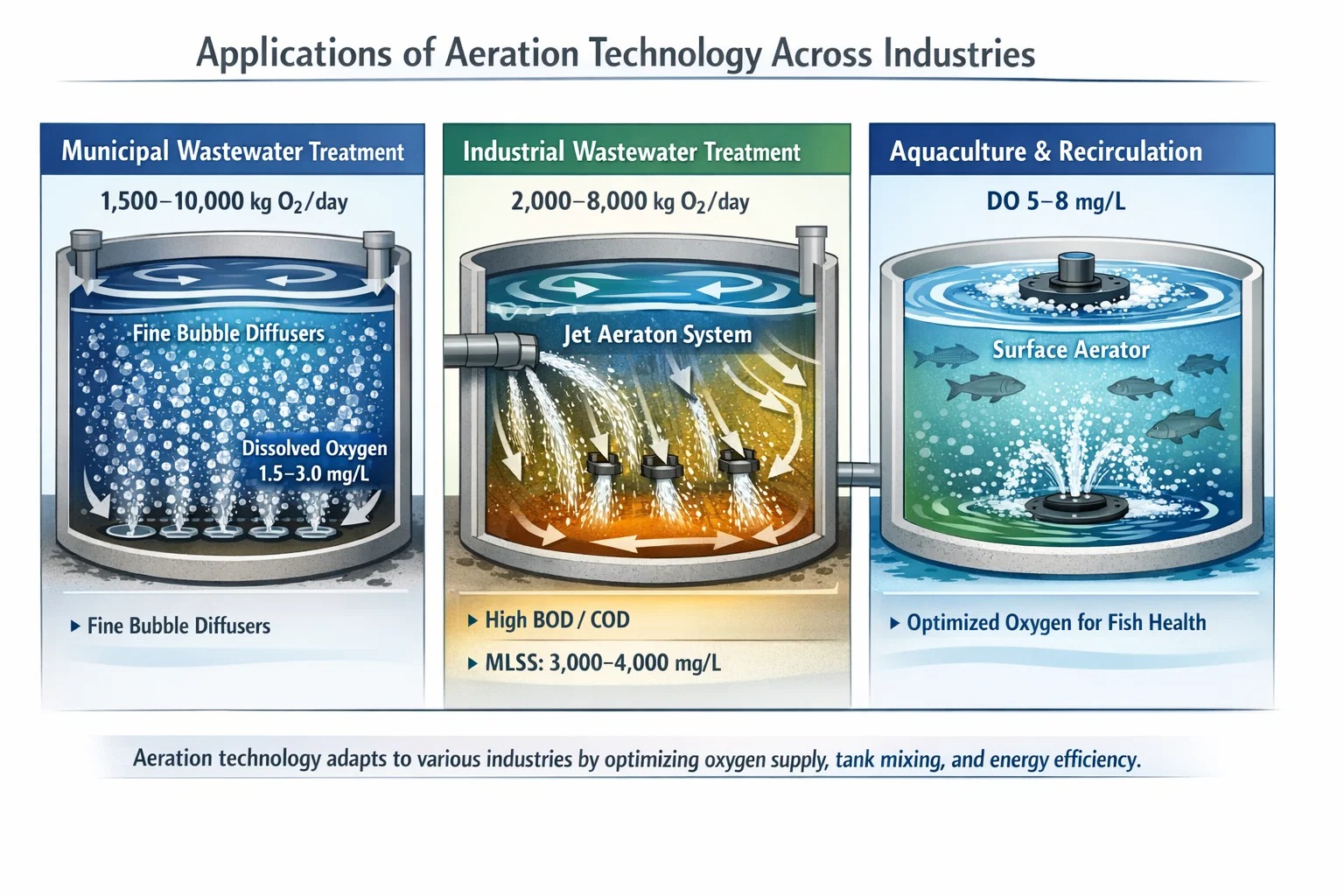 Luftningsteknik i avloppsvattenrening: typer, design och industriella tillämpningar